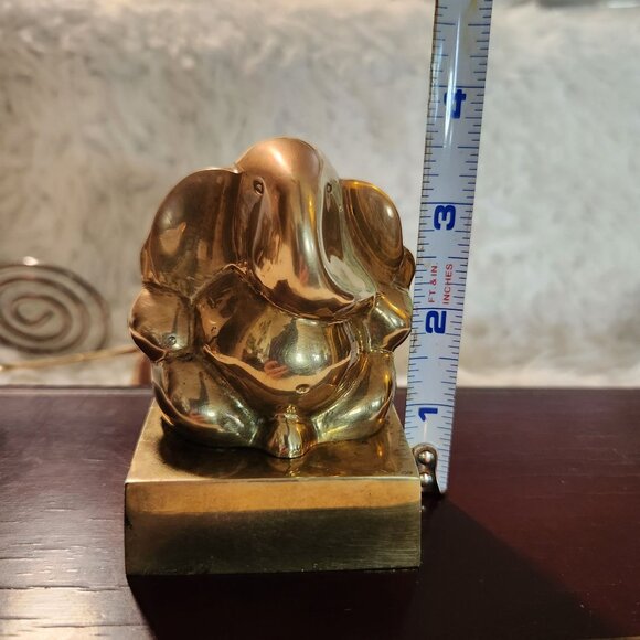 Vintage Brass Ganesha Statue 3.5" Hindu Elephant God Figurine - Picture 2 of 8
